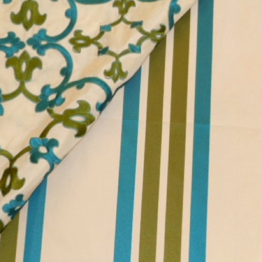 Stripe Faux Silk Decorator Fabric Enclave Color Turquoise